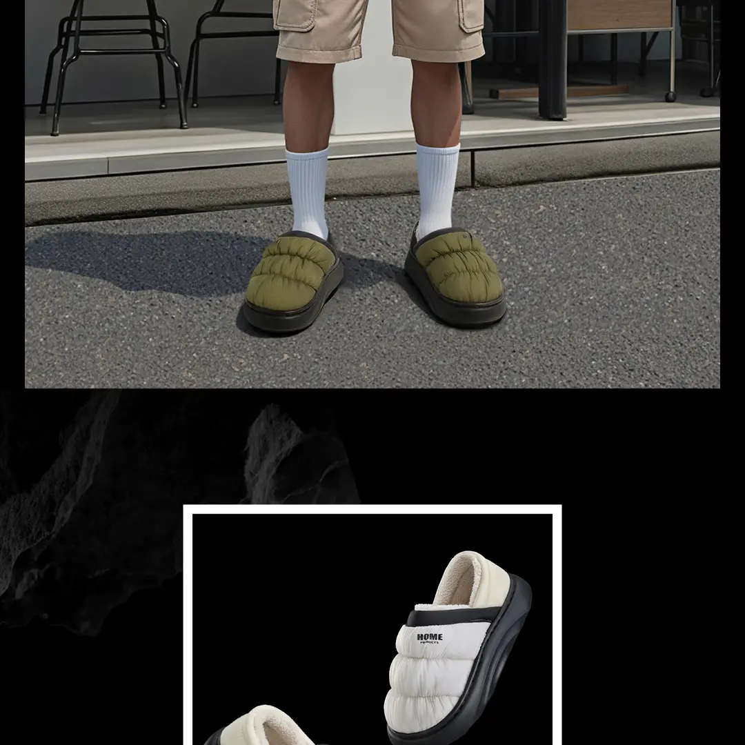 Cotton Shoes Men's Winter 2025 New Indoor Home Non-Slip Warm Home Bag Heel Soft Sole Winter Wool Slippers — feature 16