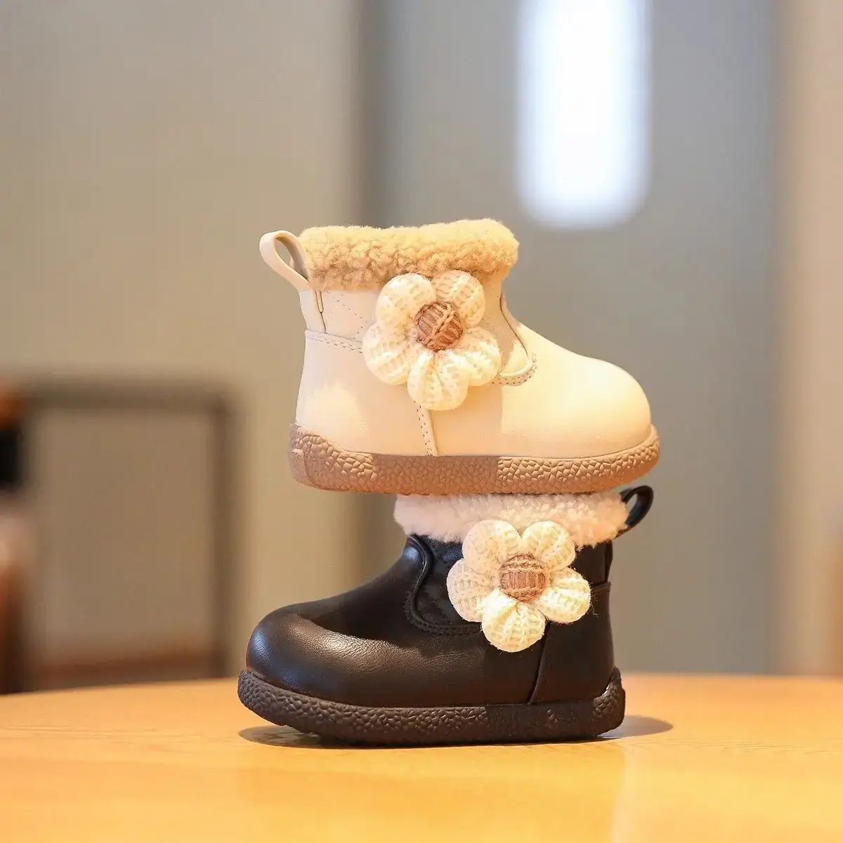 Girls' Flower Baby Boots Soft Soled Warm