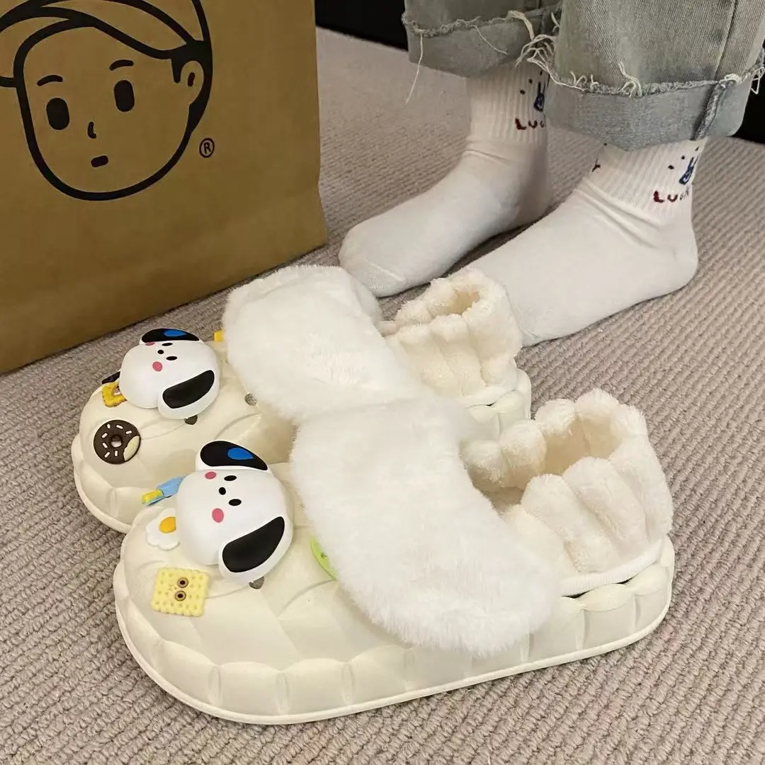 Removable Cotton Slippers for Winter Warmth, Versatile and Cute Platform Closed-Toe Half Slippers for Women, Suitable for Home and Outdoor Wear, Maternity Shoes - Image 17