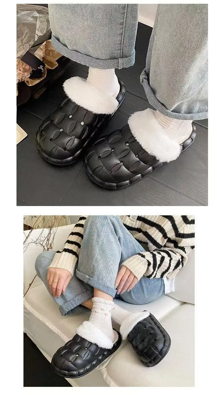 Removable Cotton Slippers for Winter Warmth, Versatile and Cute Platform Closed-Toe Half Slippers for Women, Suitable for Home and Outdoor Wear, Maternity Shoes — feature 10
