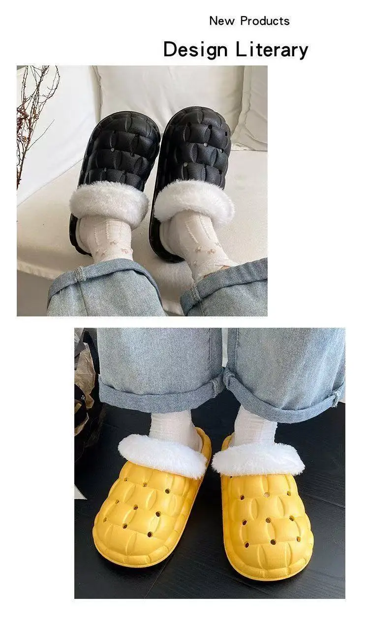 Removable Cotton Slippers for Winter Warmth, Versatile and Cute Platform Closed-Toe Half Slippers for Women, Suitable for Home and Outdoor Wear, Maternity Shoes — feature 12
