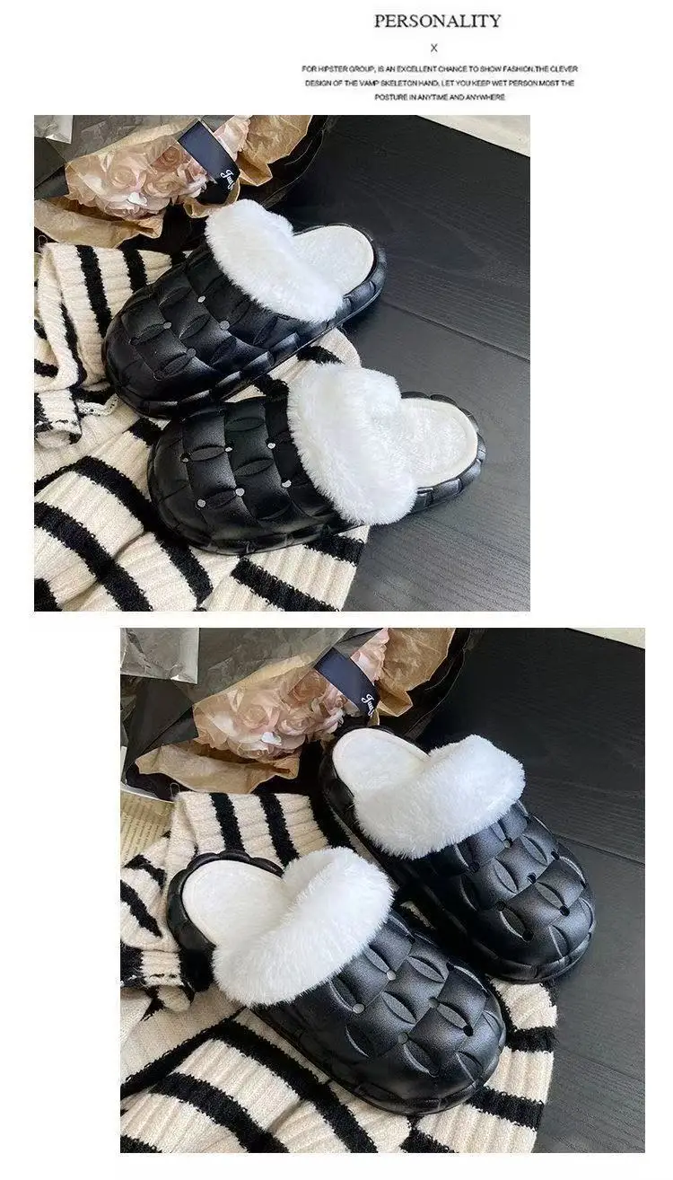 Removable Cotton Slippers for Winter Warmth, Versatile and Cute Platform Closed-Toe Half Slippers for Women, Suitable for Home and Outdoor Wear, Maternity Shoes — feature 13
