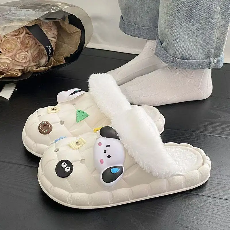 Removable Cotton Slippers for Winter Warmth, Versatile and Cute Platform Closed-Toe Half Slippers for Women, Suitable for Home and Outdoor Wear, Maternity Shoes — feature 2