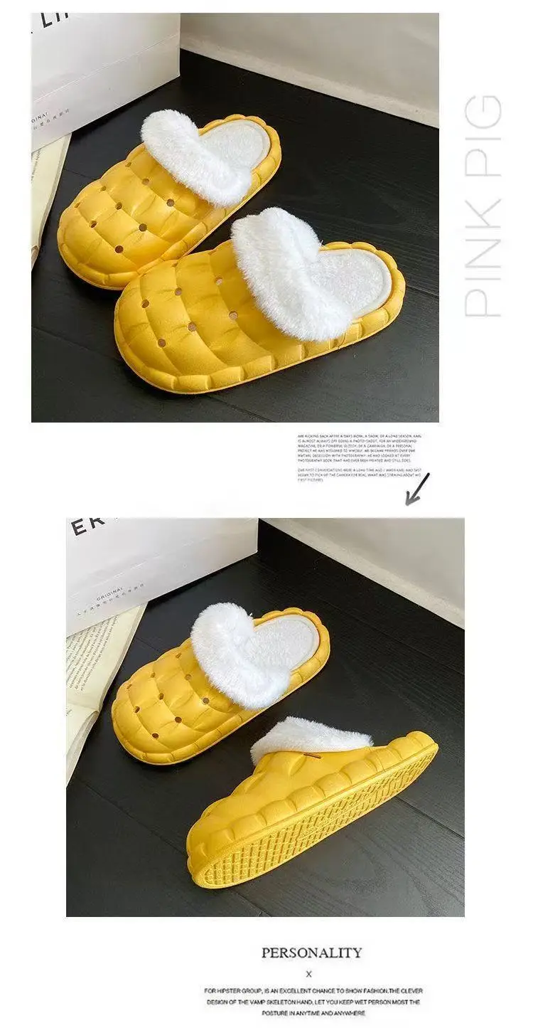 Removable Cotton Slippers for Winter Warmth, Versatile and Cute Platform Closed-Toe Half Slippers for Women, Suitable for Home and Outdoor Wear, Maternity Shoes — feature 3