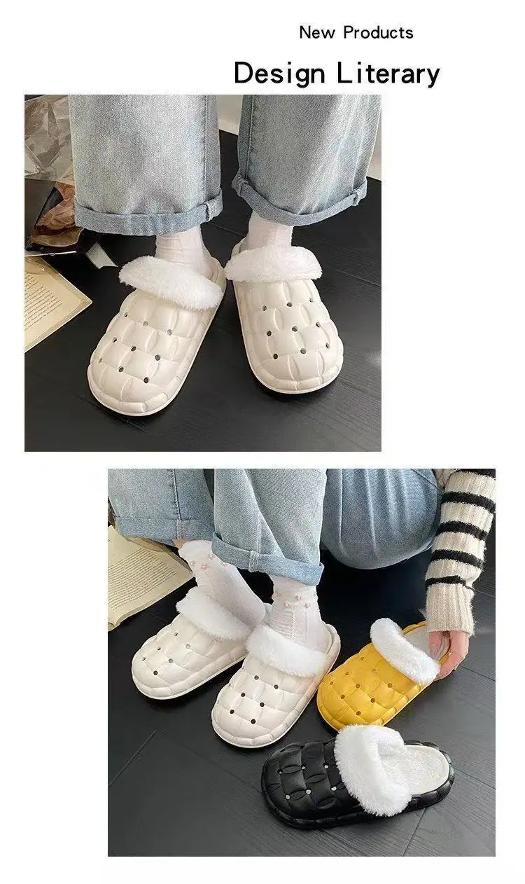 Removable Cotton Slippers for Winter Warmth, Versatile and Cute Platform Closed-Toe Half Slippers for Women, Suitable for Home and Outdoor Wear, Maternity Shoes — feature 4