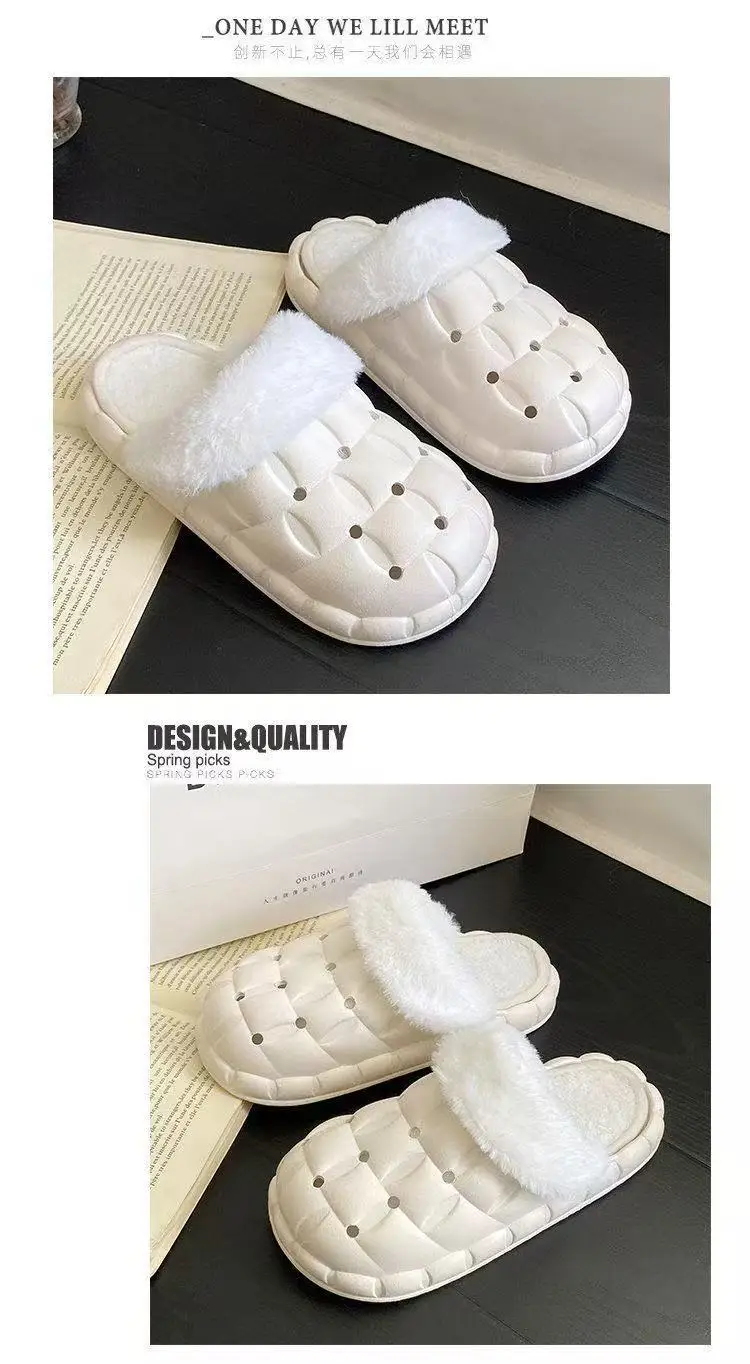 Removable Cotton Slippers for Winter Warmth, Versatile and Cute Platform Closed-Toe Half Slippers for Women, Suitable for Home and Outdoor Wear, Maternity Shoes — feature 5