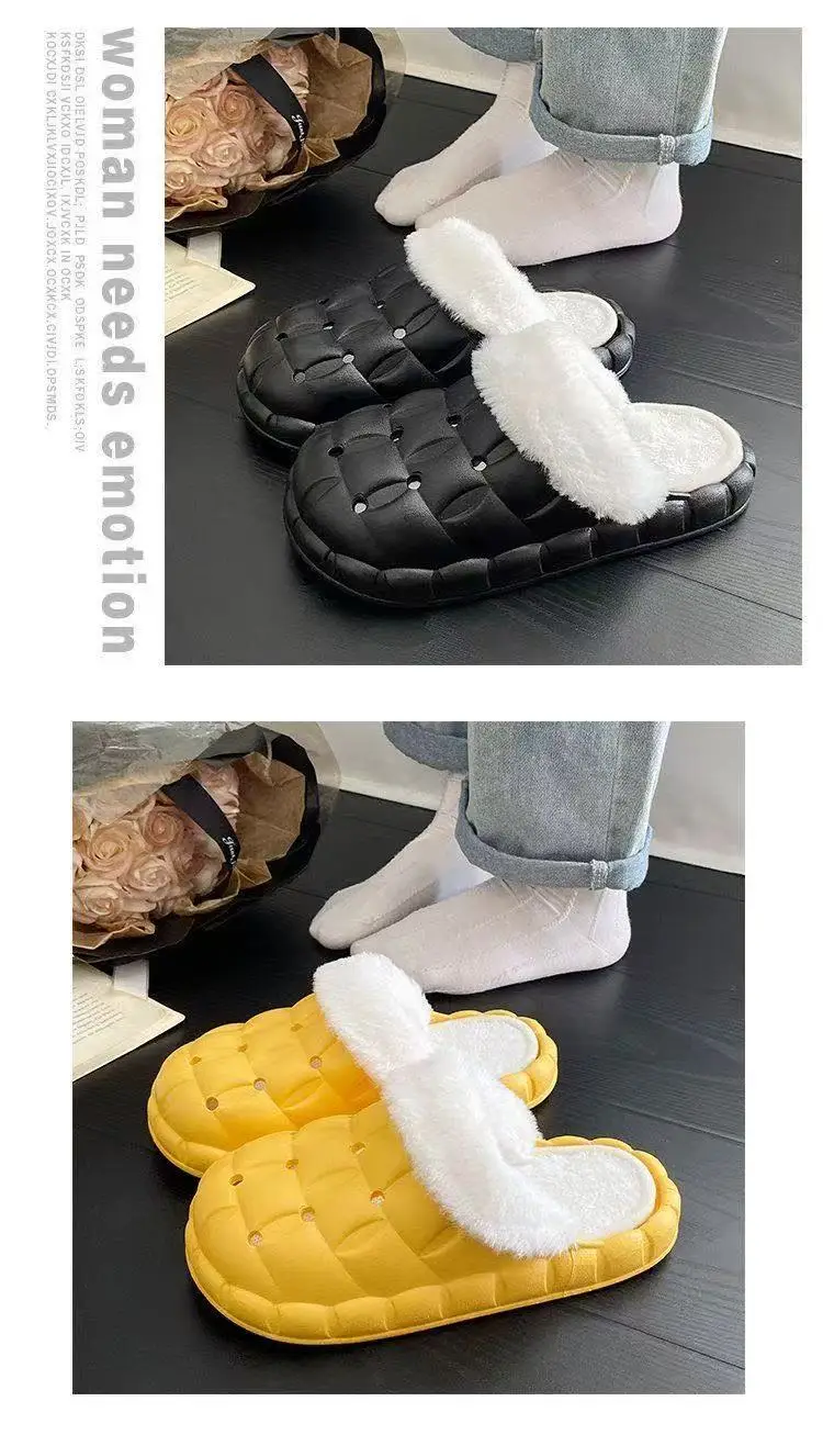 Removable Cotton Slippers for Winter Warmth, Versatile and Cute Platform Closed-Toe Half Slippers for Women, Suitable for Home and Outdoor Wear, Maternity Shoes — feature 6