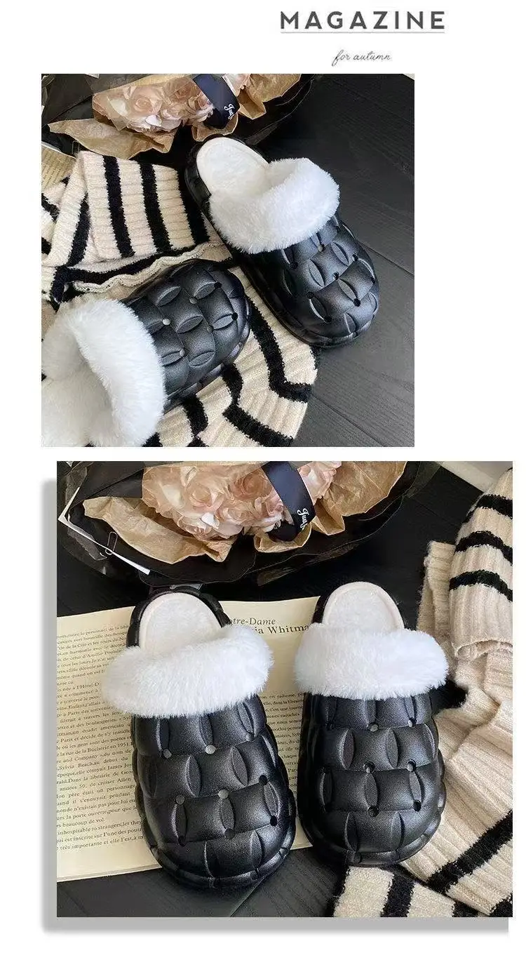 Removable Cotton Slippers for Winter Warmth, Versatile and Cute Platform Closed-Toe Half Slippers for Women, Suitable for Home and Outdoor Wear, Maternity Shoes — feature 7