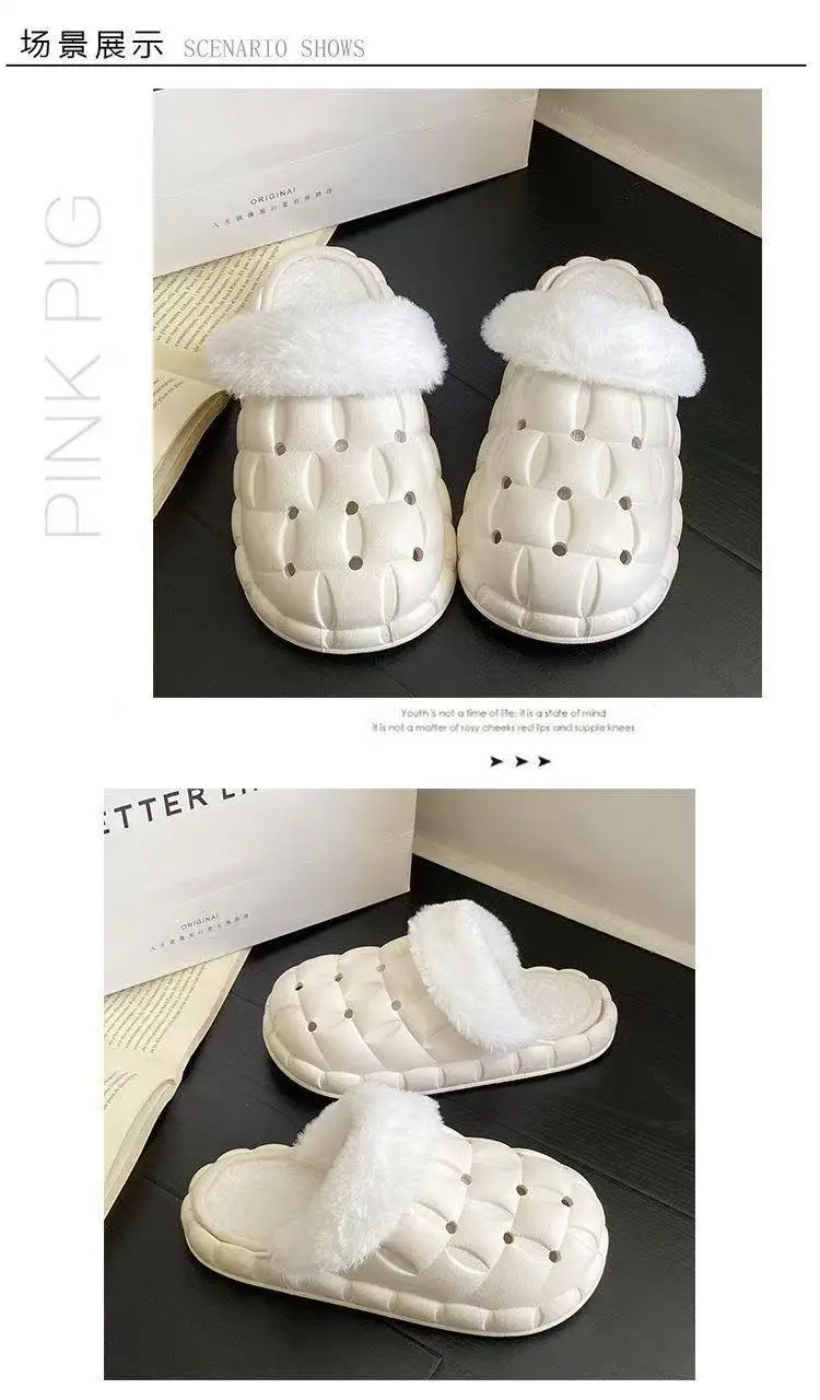 Removable Cotton Slippers for Winter Warmth, Versatile and Cute Platform Closed-Toe Half Slippers for Women, Suitable for Home and Outdoor Wear, Maternity Shoes — feature 8