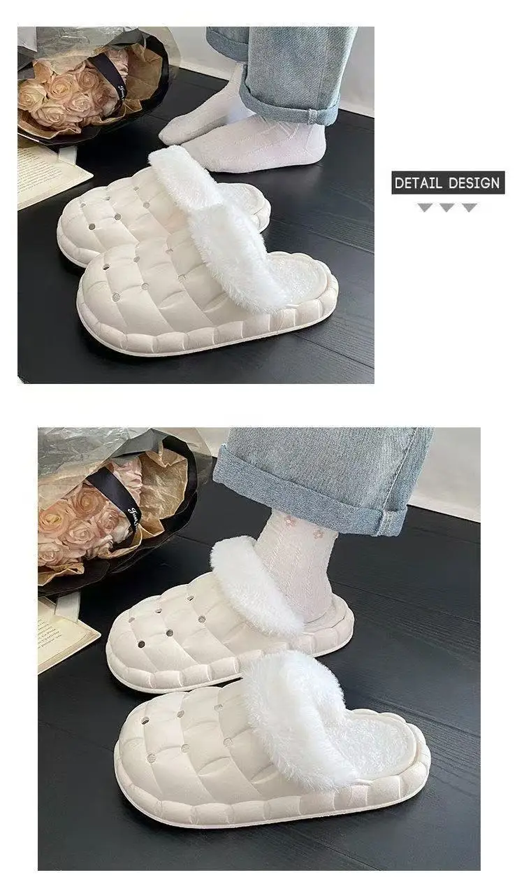 Removable Cotton Slippers for Winter Warmth, Versatile and Cute Platform Closed-Toe Half Slippers for Women, Suitable for Home and Outdoor Wear, Maternity Shoes — feature 9
