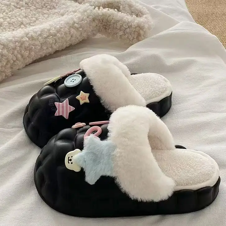 Removable Cotton Slippers for Winter Warmth, Versatile and Cute Platform Closed-Toe Half Slippers for Women, Suitable for Home and Outdoor Wear, Maternity Shoes - Image 10