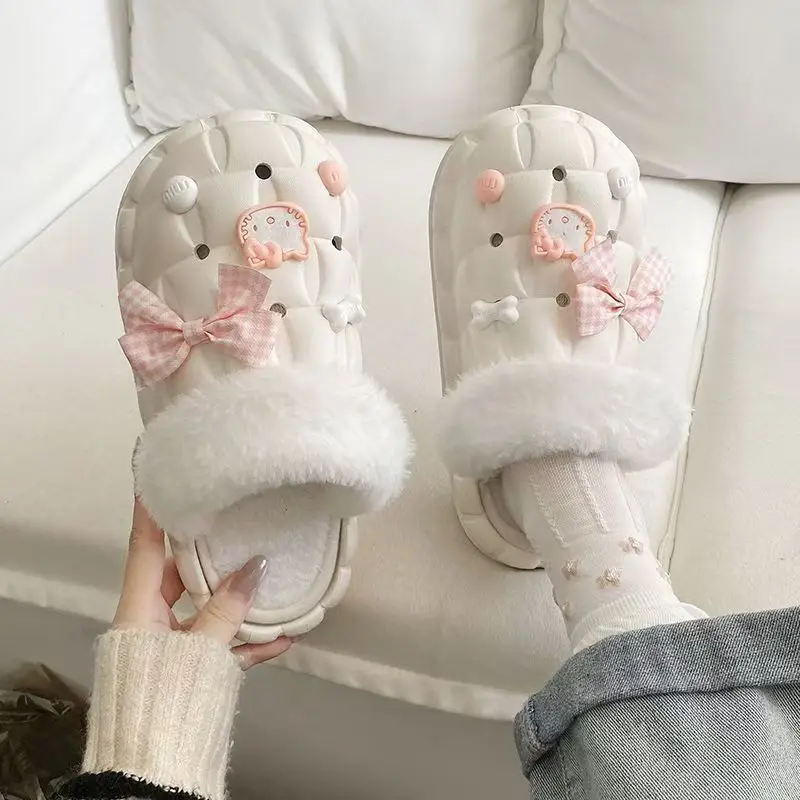 Removable Cotton Slippers for Winter Warmth, Versatile and Cute Platform Closed-Toe Half Slippers for Women, Suitable for Home and Outdoor Wear, Maternity Shoes - Image 13