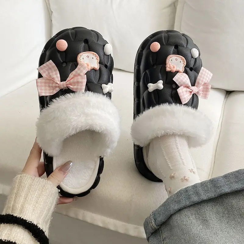 Removable Cotton Slippers for Winter Warmth, Versatile and Cute Platform Closed-Toe Half Slippers for Women, Suitable for Home and Outdoor Wear, Maternity Shoes - Image 14