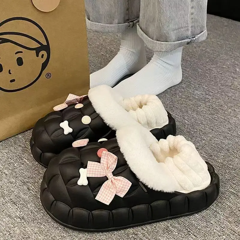Removable Cotton Slippers for Winter Warmth, Versatile and Cute Platform Closed-Toe Half Slippers for Women, Suitable for Home and Outdoor Wear, Maternity Shoes - Image 16