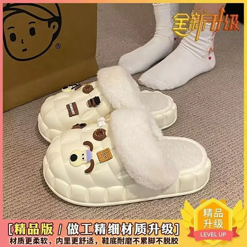 Removable Cotton Slippers for Winter Warmth, Versatile and Cute Platform Closed-Toe Half Slippers for Women, Suitable for Home and Outdoor Wear, Maternity Shoes - Image 5