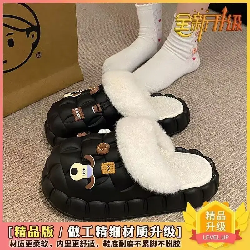 Removable Cotton Slippers for Winter Warmth, Versatile and Cute Platform Closed-Toe Half Slippers for Women, Suitable for Home and Outdoor Wear, Maternity Shoes - Image 6