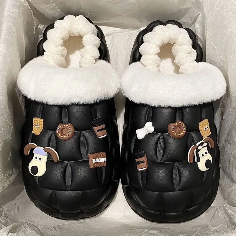 Removable Cotton Slippers for Winter Warmth, Versatile and Cute Platform Closed-Toe Half Slippers for Women, Suitable for Home and Outdoor Wear, Maternity Shoes - Image 8