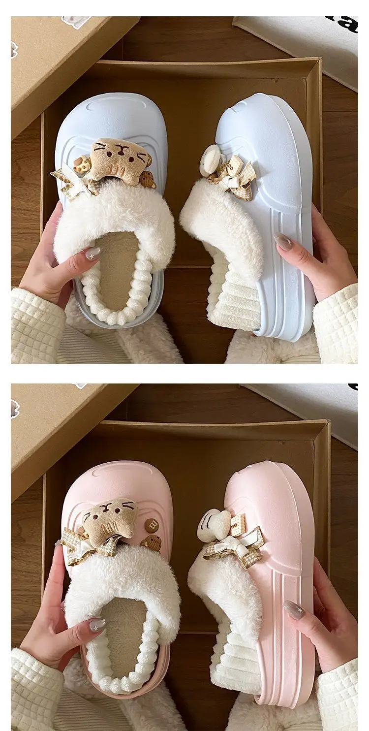 Cute Cat Toe Cotton Heel Shoes for Women Grey — feature 20