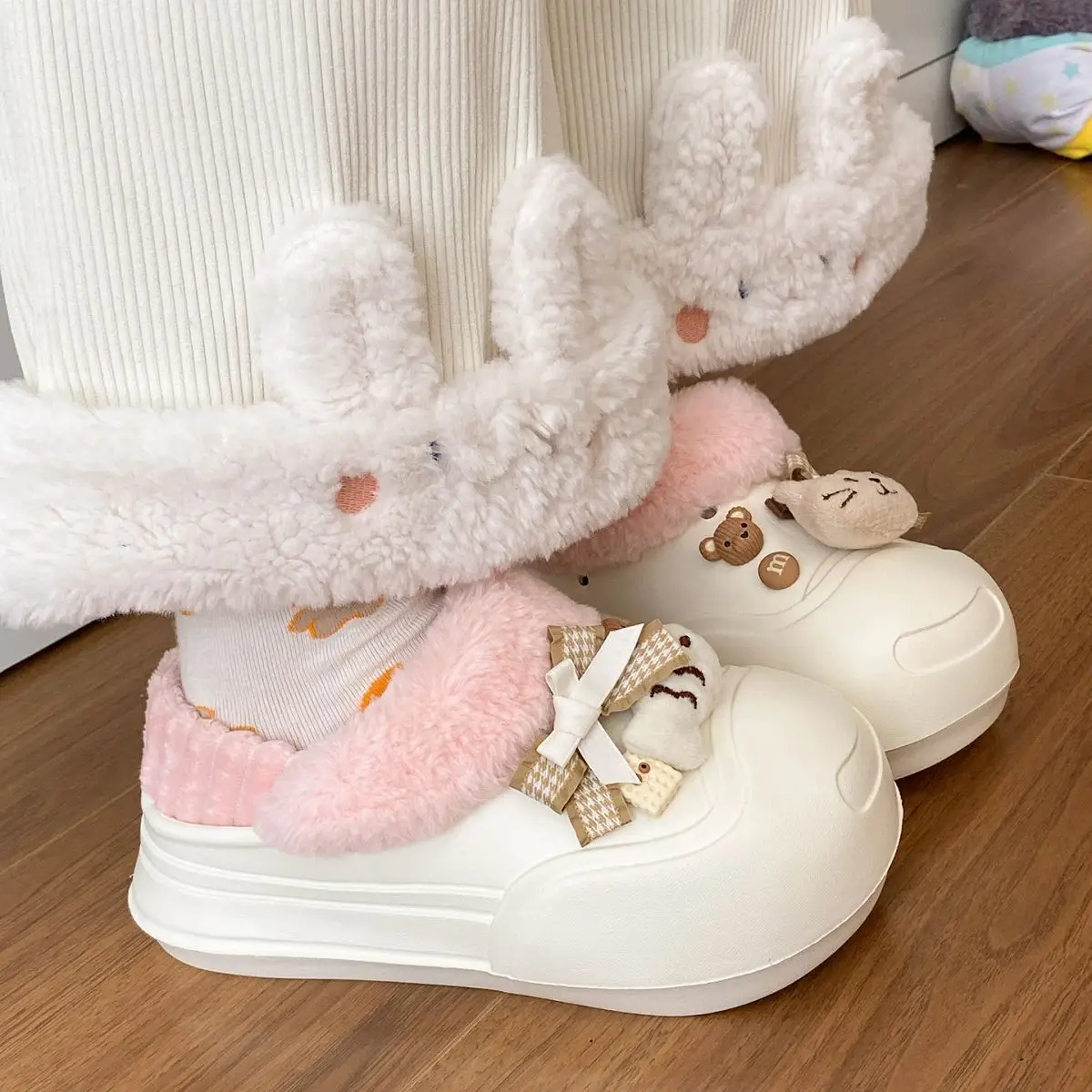 Cute Cat Toe Cotton Heel Shoes for Women Grey — feature 33