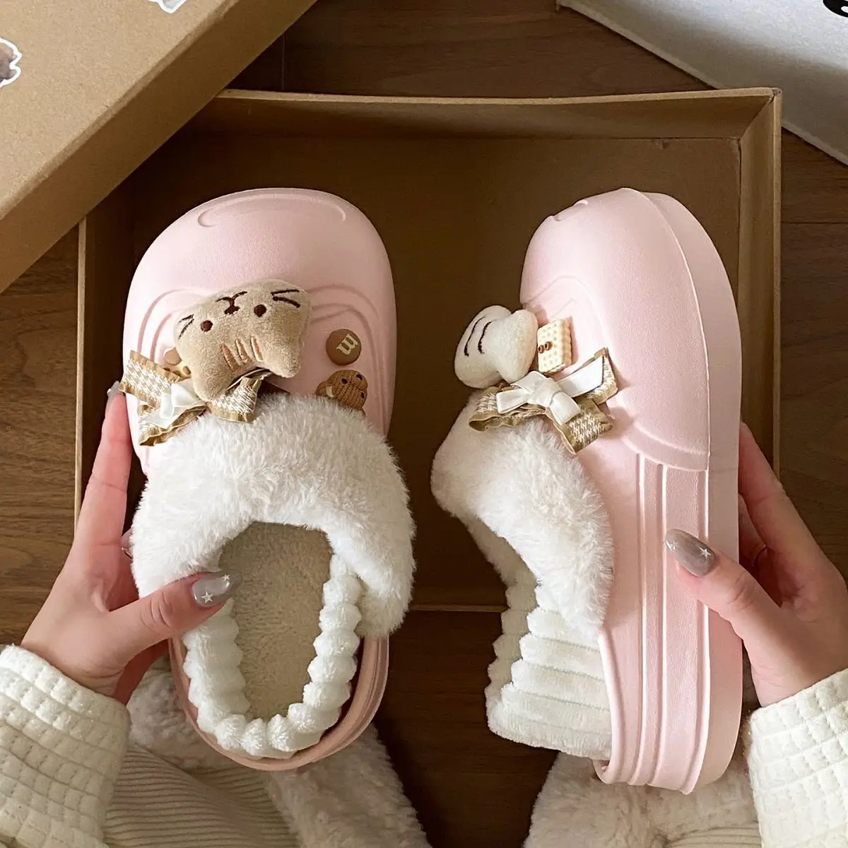 Cute Cat Toe Cotton Heel Shoes for Women Grey — feature 41