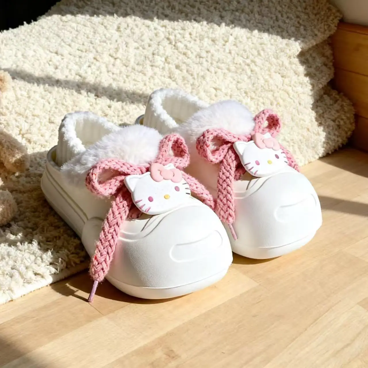 Cute Cat Toe Cotton Heel Shoes for Women Grey