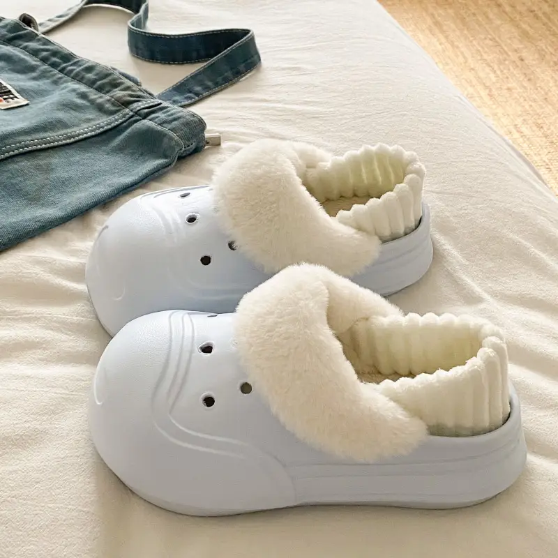 Cute Cat Toe Cotton Heel Shoes for Women Grey