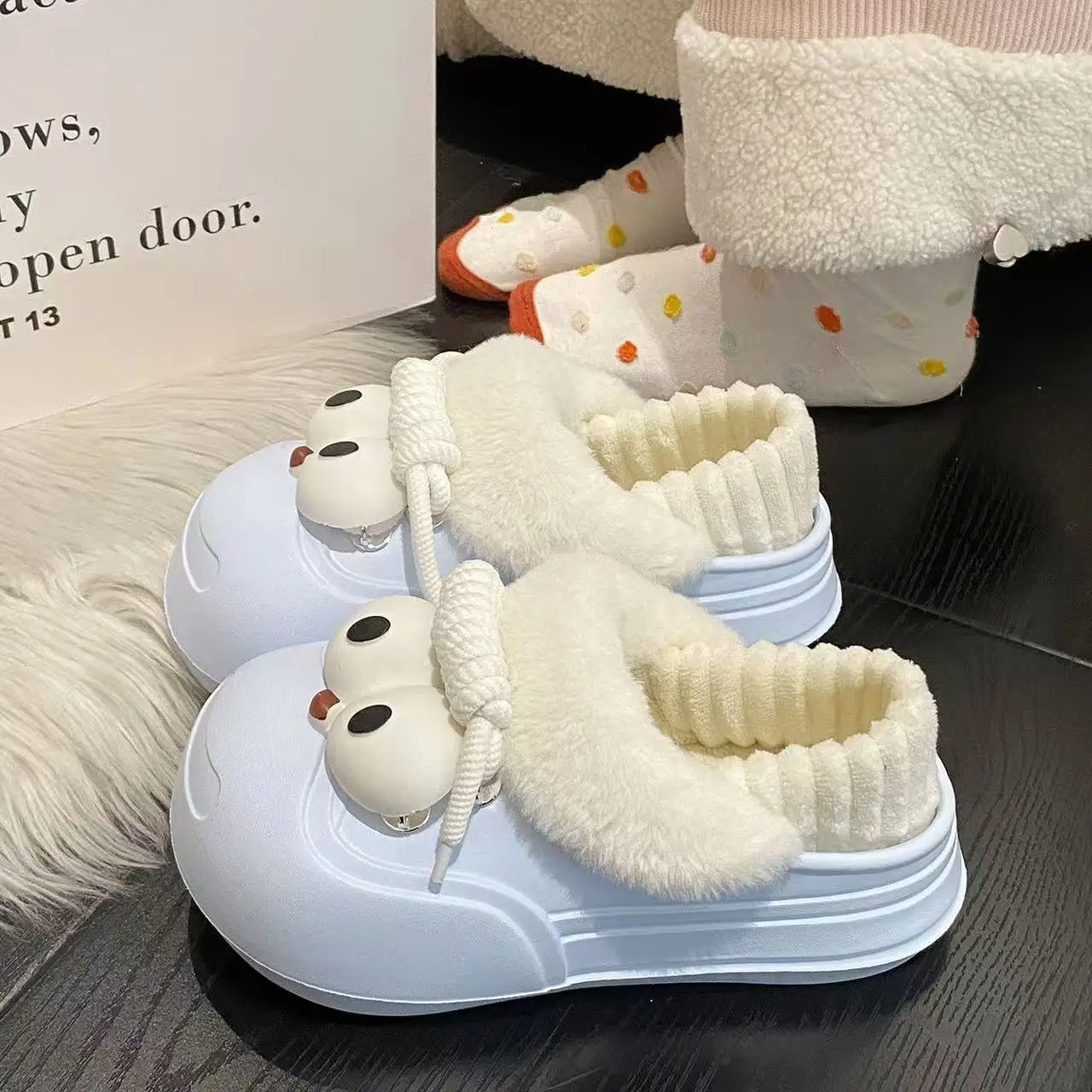 Cute Cat Toe Cotton Heel Shoes for Women Grey