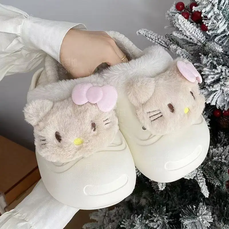 Cute Cat Toe Cotton Heel Shoes for Women Grey