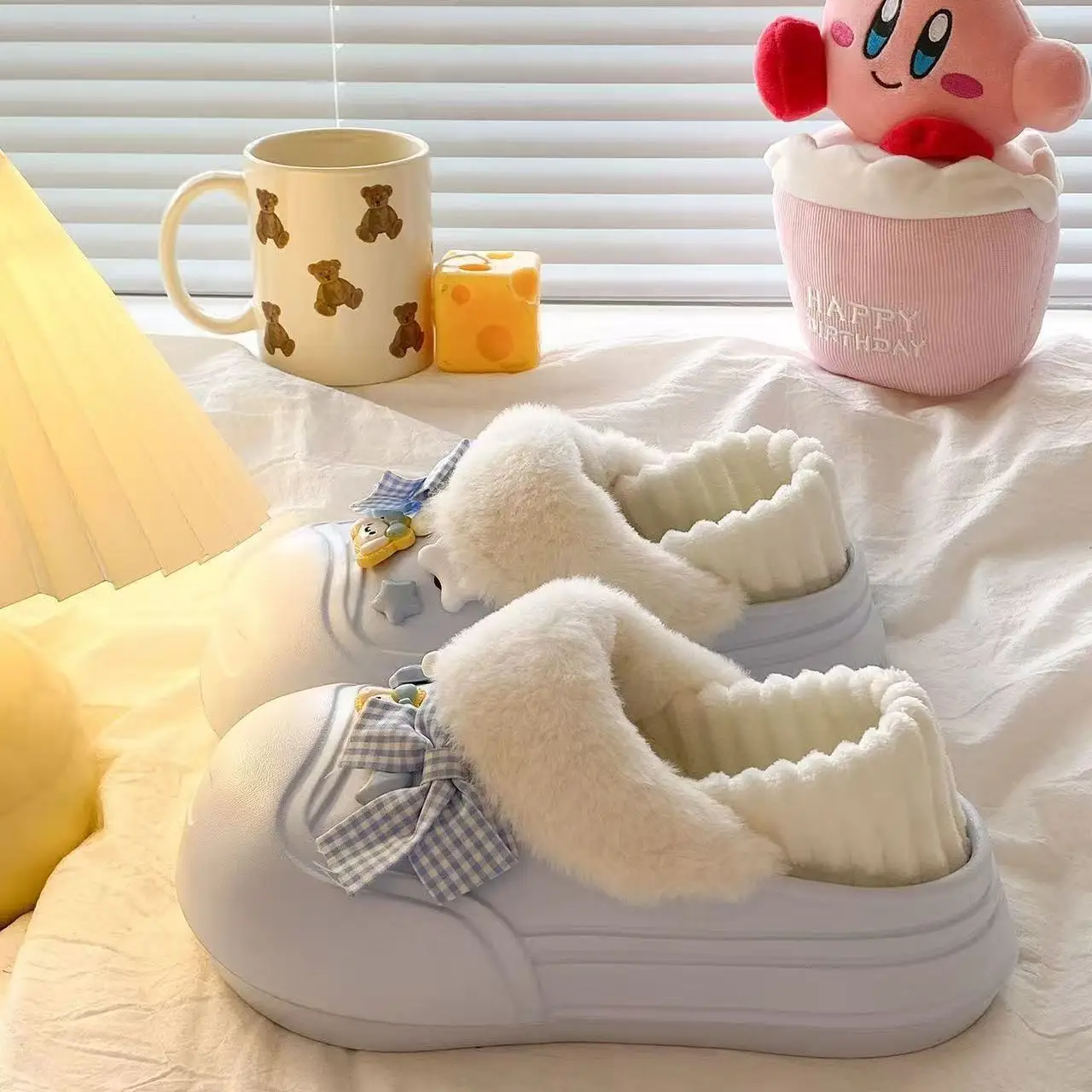 Cute Cat Toe Cotton Heel Shoes for Women Grey