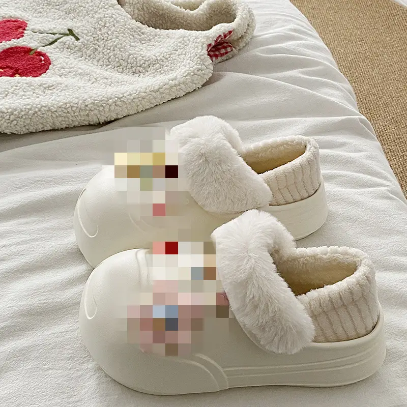 Cute Cat Toe Cotton Heel Shoes for Women Grey