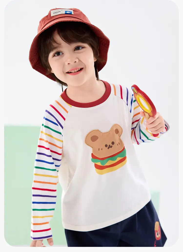 Kids Cotton T-Shirt Spring New Boys Girls Rainbow Print — feature 10