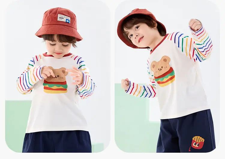 Kids Cotton T-Shirt Spring New Boys Girls Rainbow Print — feature 11
