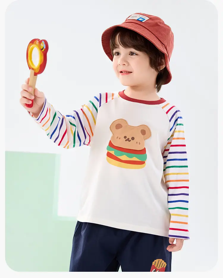Kids Cotton T-Shirt Spring New Boys Girls Rainbow Print — feature 12