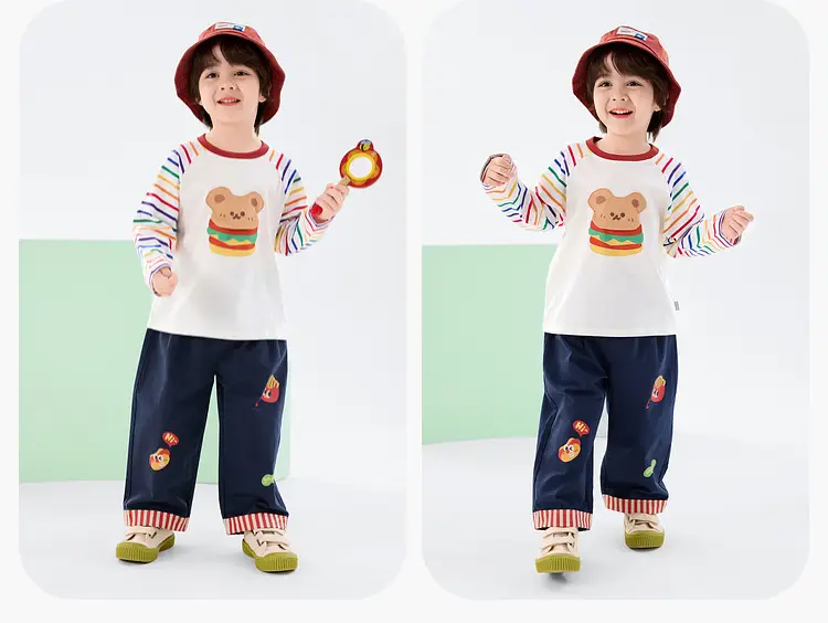 Kids Cotton T-Shirt Spring New Boys Girls Rainbow Print — feature 13
