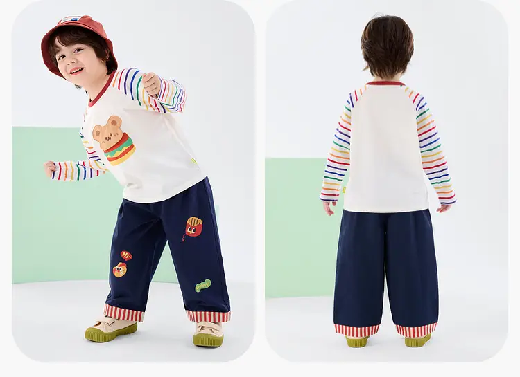 Kids Cotton T-Shirt Spring New Boys Girls Rainbow Print — feature 14
