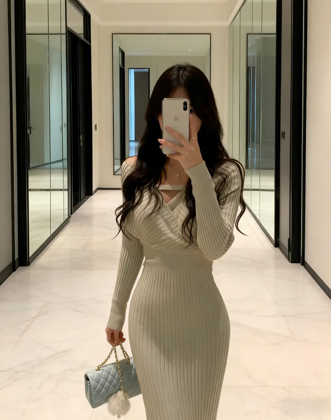 2026 Cross-Border European and American Style New Women's Fashion Elegant V-Neck Long-Sleeve Knit Dress for Women, Autumn and Winter Bodycon Long Dress — feature 6