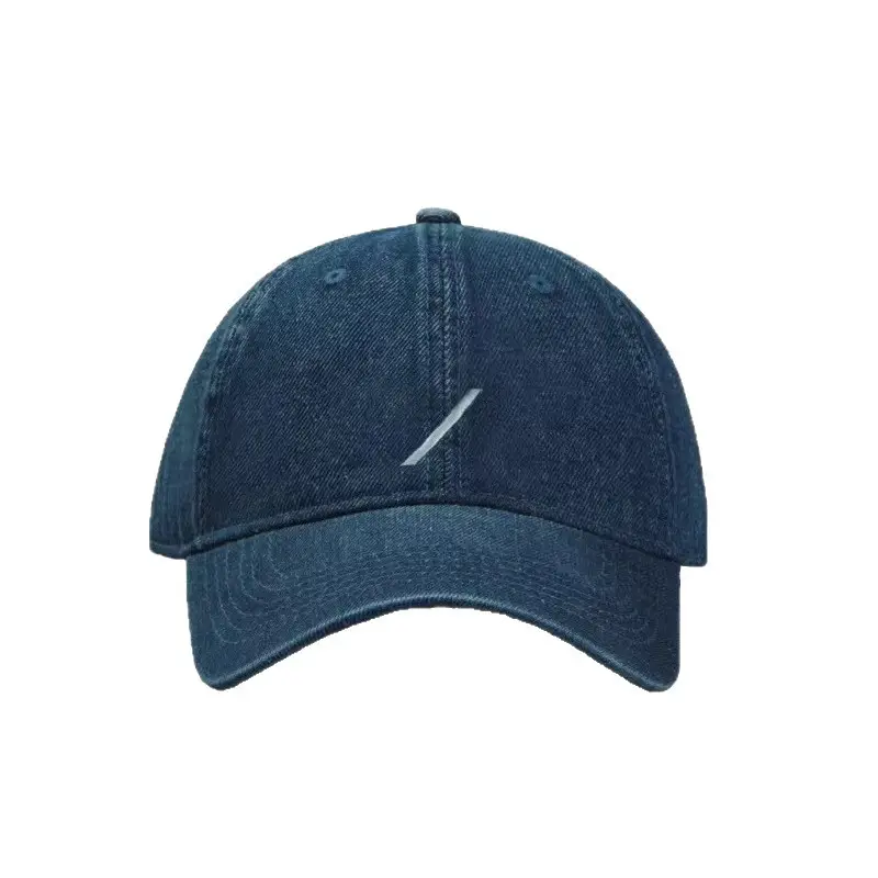 Korean Style Embroidered Baseball Cap Blue Large Head - Image 8