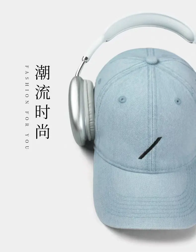 Korean Style Embroidered Baseball Cap Blue Large Head — feature 3