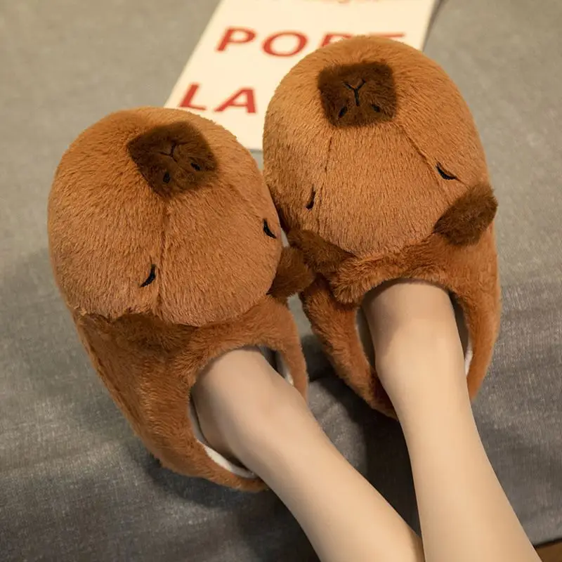 New Capibala Capybara Slippers Winter Style Warm Cotton Shoes Home Shoes Women's Winter Furry Shoes Cotton Slippers - Image 3
