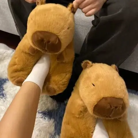 New Capibala Capybara Slippers Winter Style Warm Cotton Shoes Home Shoes Women's Winter Furry Shoes Cotton Slippers — feature 4