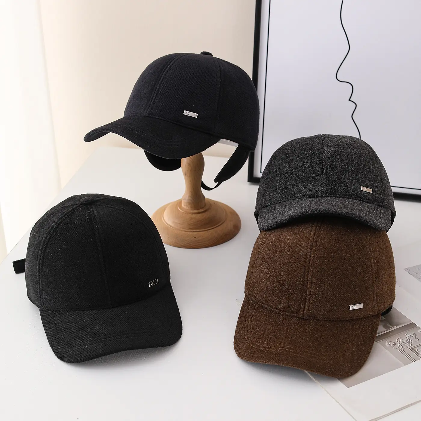 Black Fleece Lined Baseball Cap for Men Women Elderly Cold Proof Warm - Image 5