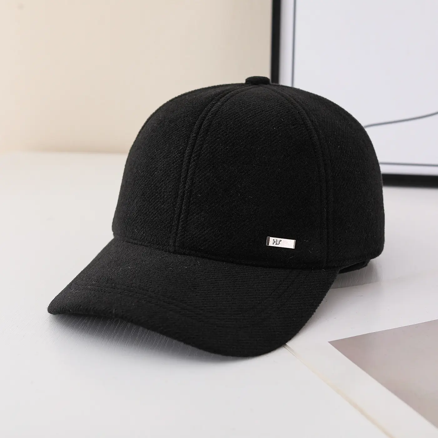 Black Fleece Lined Baseball Cap for Men Women Elderly Cold Proof Warm - Image 4