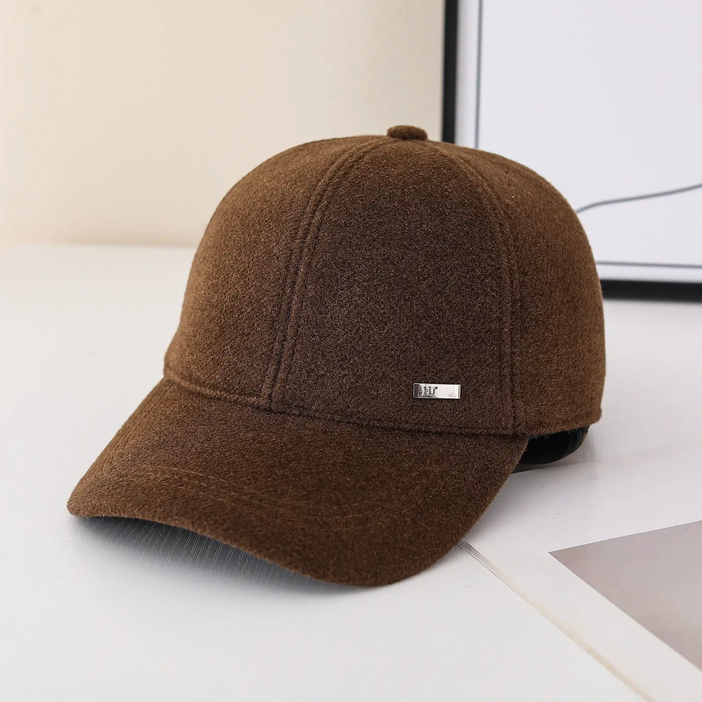 Black Fleece Lined Baseball Cap for Men Women Elderly Cold Proof Warm - Image 2