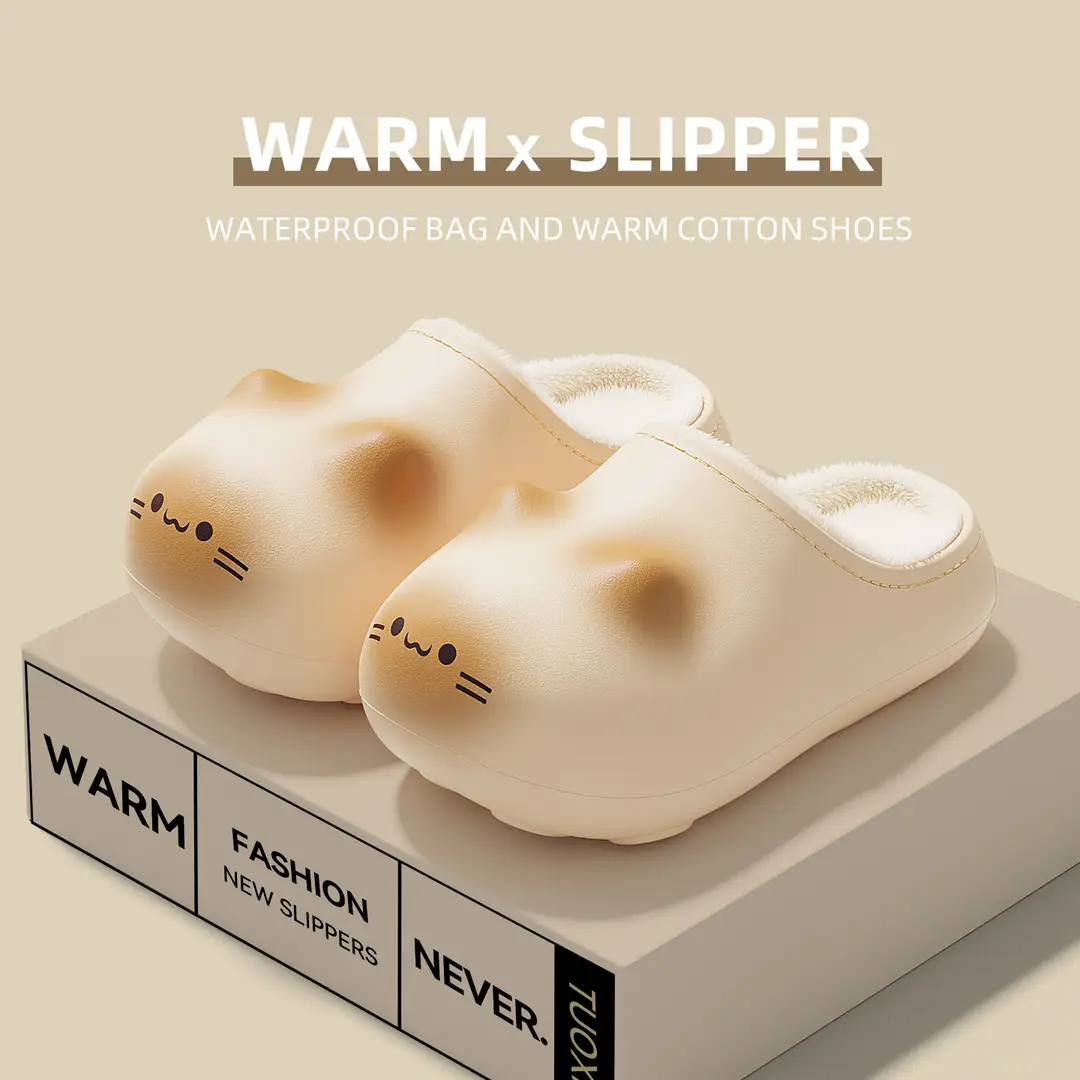 Xieluo Cat Cotton Slippers Parent-Child Winter 2025 New Model Super Soft Waterproof Non-Slip Warm Cartoon Cotton Slippers - Image 18