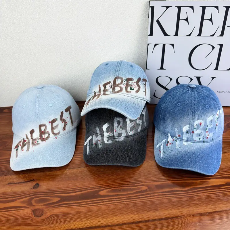 Women Letter Graffiti Duckbill Cap Blue Black - Image 5