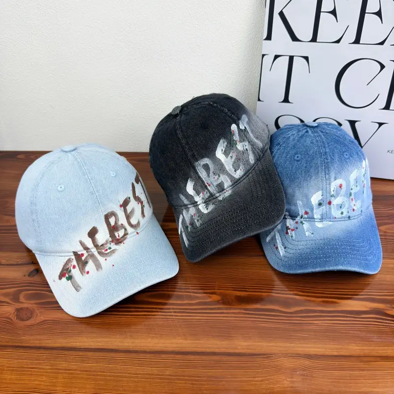 Women Letter Graffiti Duckbill Cap Blue Black - Image 6