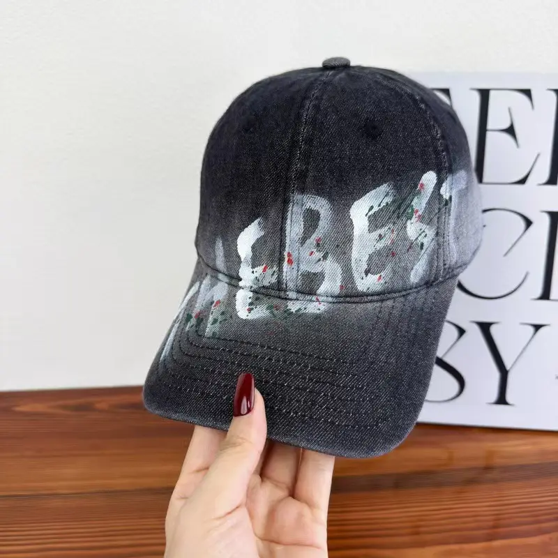 Women Letter Graffiti Duckbill Cap Blue Black - Image 8