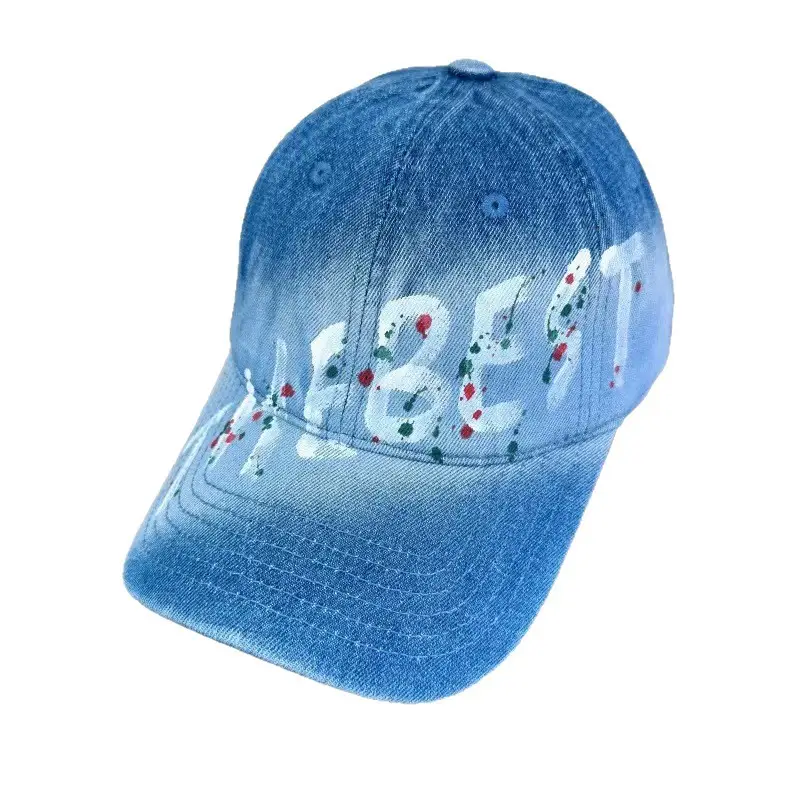 Women Letter Graffiti Duckbill Cap Blue Black - Image 9
