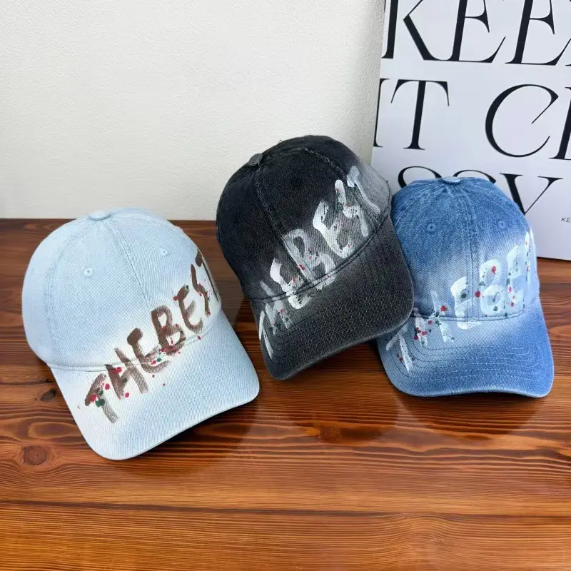 Women Letter Graffiti Duckbill Cap Blue Black — feature 4