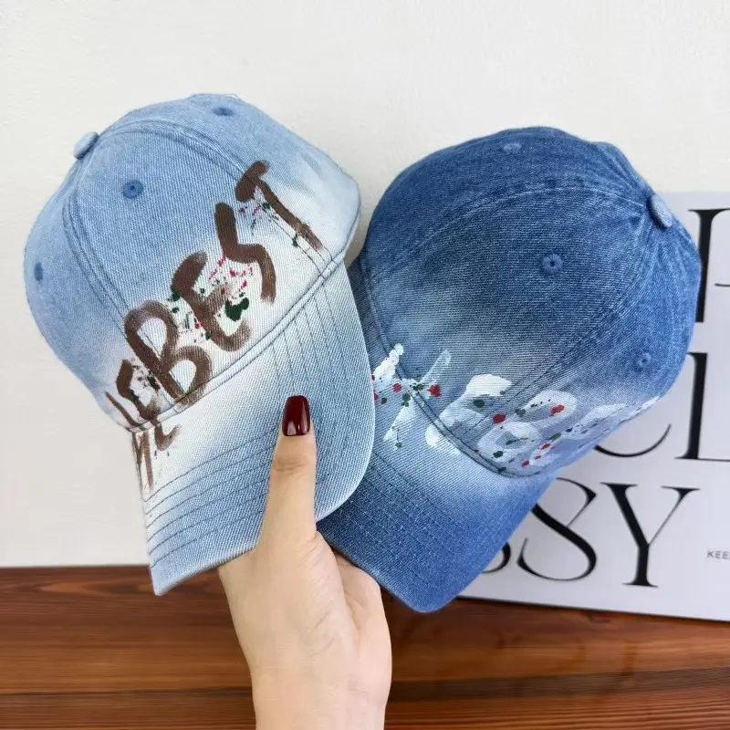 Women Letter Graffiti Duckbill Cap Blue Black — feature 5